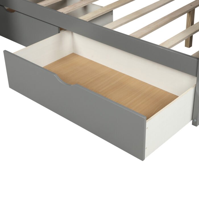 Twin over Full Bunk Bed with Drawers Storage and Slide  Multifunction, Gray - Image 13