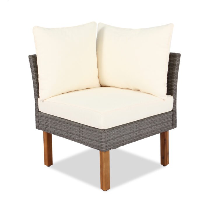 9 pieces Patio rattan furniture set with Acacia wooden legs and tabletop - Image 9