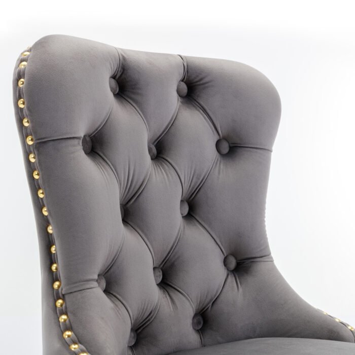 Thick gold rotating velvet bar stool with adjustable seat height and backrest (Set of 2) - Image 3