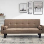 Sofa convertible into sofa bed includes two pillows (72"), Brown