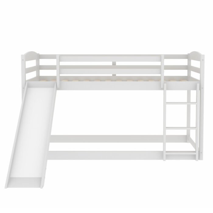 Twin over Twin Bunk Bed with Convertible Slide and Ladder, White - Image 8