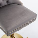 Thick gold rotating velvet bar stool with adjustable seat height and backrest (Set of 2) - Image 15