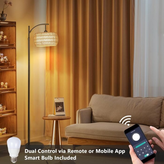 Arc Floor Lamp with Remote Control, Dimmable LED Floor Lamp with 3 Colors - Image 2