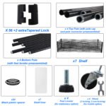 7 Tier Wire Shelving Unit Height Adjustable with Wheels (2450 LBS NSF) Black - Image 10