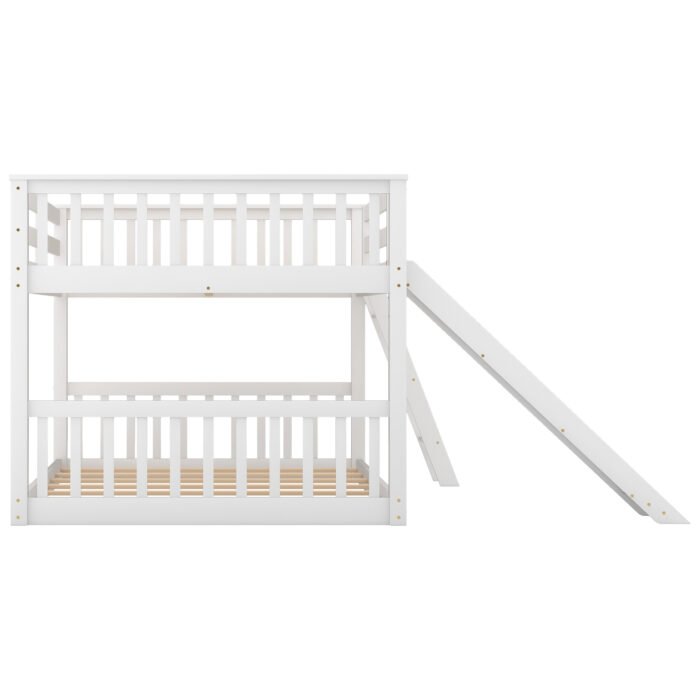 Full over Full Bunk Bed with Convertible Slide and Ladder, White - Image 10