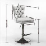 Thick gold rotating velvet bar stool with adjustable seat height and backrest (Set of 2) - Image 5