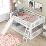 Full over Full Bunk Bed with Convertible Slide and Ladder, White - Image 3