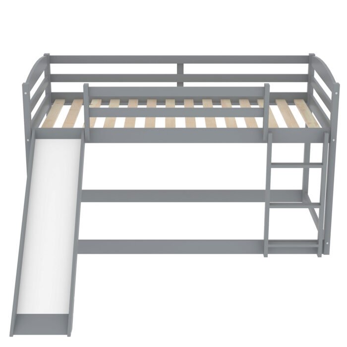 Twin over Twin Bunk Bed with Convertible Slide and Ladder, Gray - Image 15