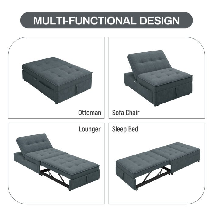 4 in 1 sofa bed multifunctional folding Ottoman bed with storage bag and USB port - Image 4