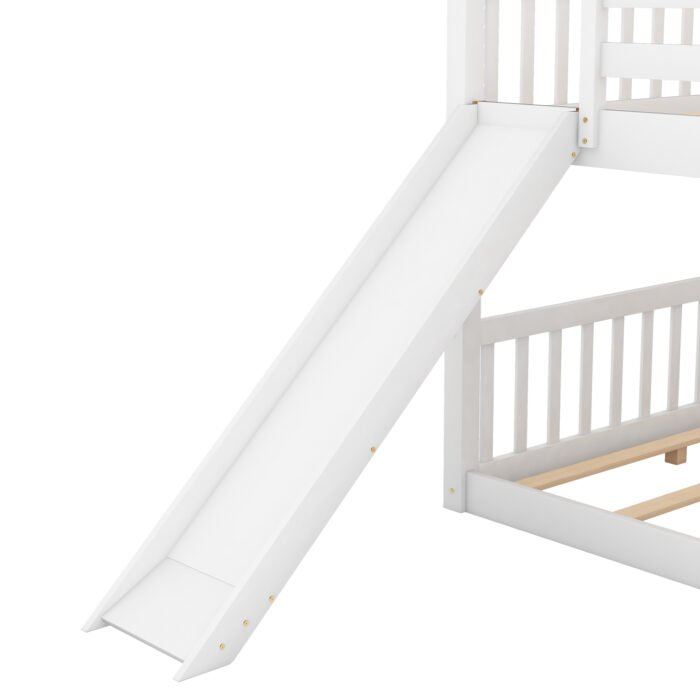 Full over Full Bunk Bed with Convertible Slide and Ladder, White - Image 5