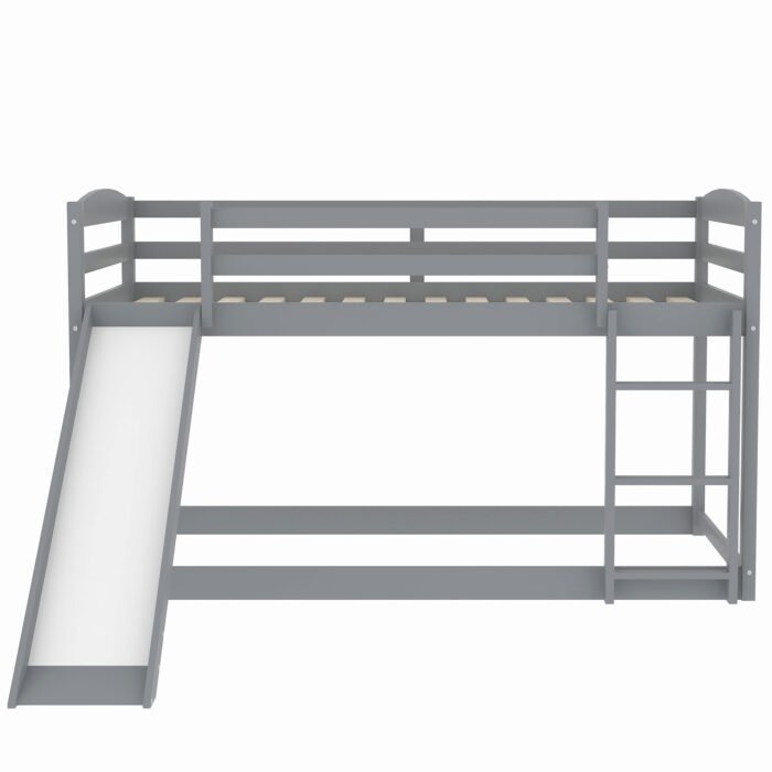 Twin over Twin Bunk Bed with Convertible Slide and Ladder, Gray - Image 8
