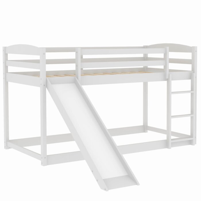 Twin over Twin Bunk Bed with Convertible Slide and Ladder, White - Image 10