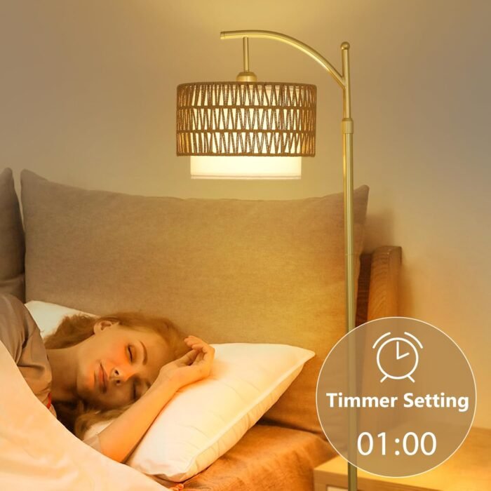 Gold Floor Lamps for Living Room with Remote Dimmable LED Bulb with 3 Colors - Image 9