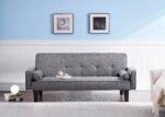 Sofa convertible into sofa bed includes two pillows (72"), Gray