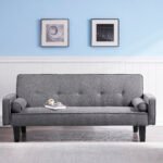 Sofa convertible into sofa bed includes two pillows (72"), Gray