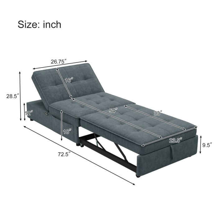 4 in 1 sofa bed multifunctional folding Ottoman bed with storage bag and USB port - Image 8