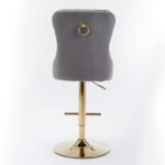 Thick gold rotating velvet bar stool with adjustable seat height and backrest (Set of 2) - Image 6