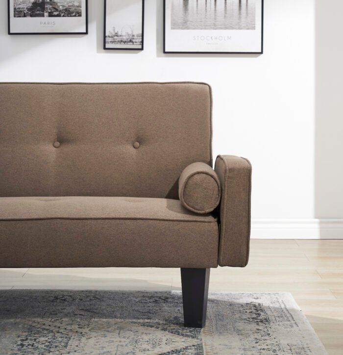 Sofa convertible into sofa bed includes two pillows (72"), Brown - Image 2