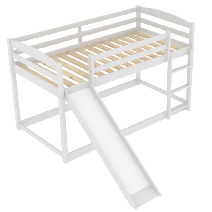 Twin over Twin Bunk Bed with Convertible Slide and Ladder, White - Image 13