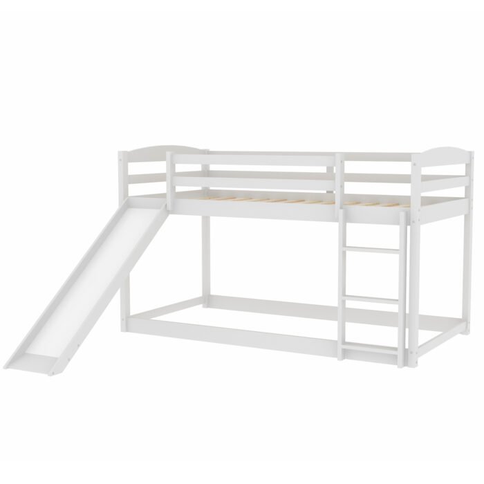 Twin over Twin Bunk Bed with Convertible Slide and Ladder, White - Image 15