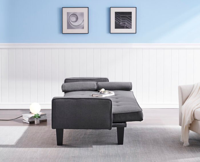 Sofa convertible into sofa bed includes two pillows (72"), Gray - Image 6