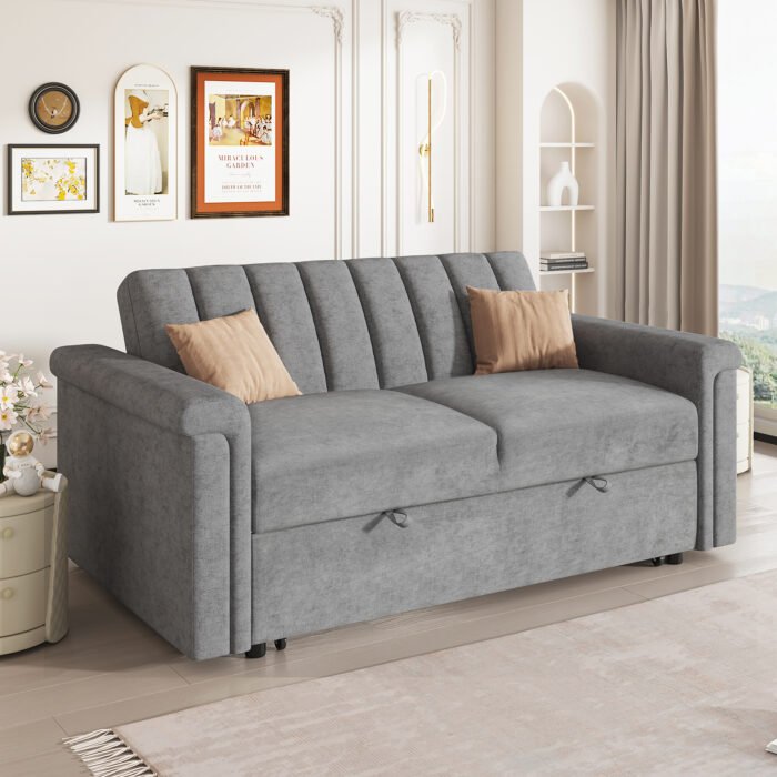 U_STYLE Convertible Soft Cushion Sofa Pull Bed for Two People - Image 5