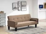 Sofa convertible into sofa bed includes two pillows (72"), Brown - Image 3