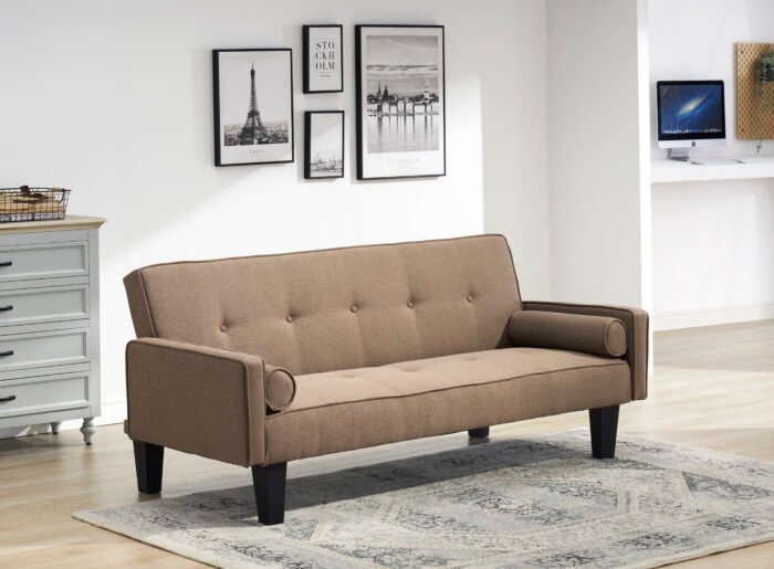 Sofa convertible into sofa bed includes two pillows (72"), Brown - Image 3