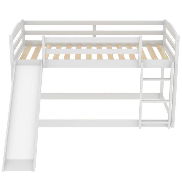 Twin over Twin Bunk Bed with Convertible Slide and Ladder, White - Image 12