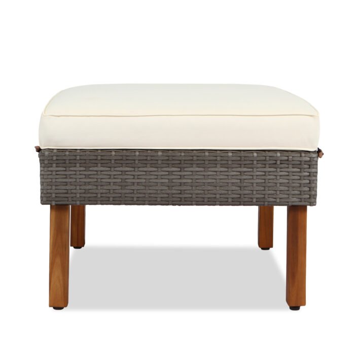 9 pieces Patio rattan furniture set with Acacia wooden legs and tabletop - Image 8