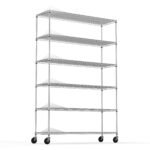 6 Tier Wire Shelving Unit Height Adjustable with Wheels (6000 LBS NSF) Chrome - Image 15