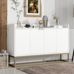 TREXM Modern Sideboard Elegant Buffet with Large Storage Space, White - Image 4