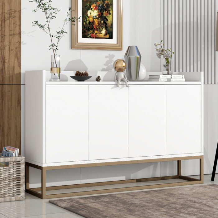 TREXM Modern Sideboard Elegant Buffet with Large Storage Space, White - Image 4