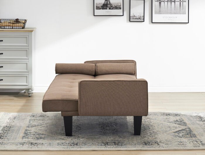 Sofa convertible into sofa bed includes two pillows (72"), Brown - Image 6