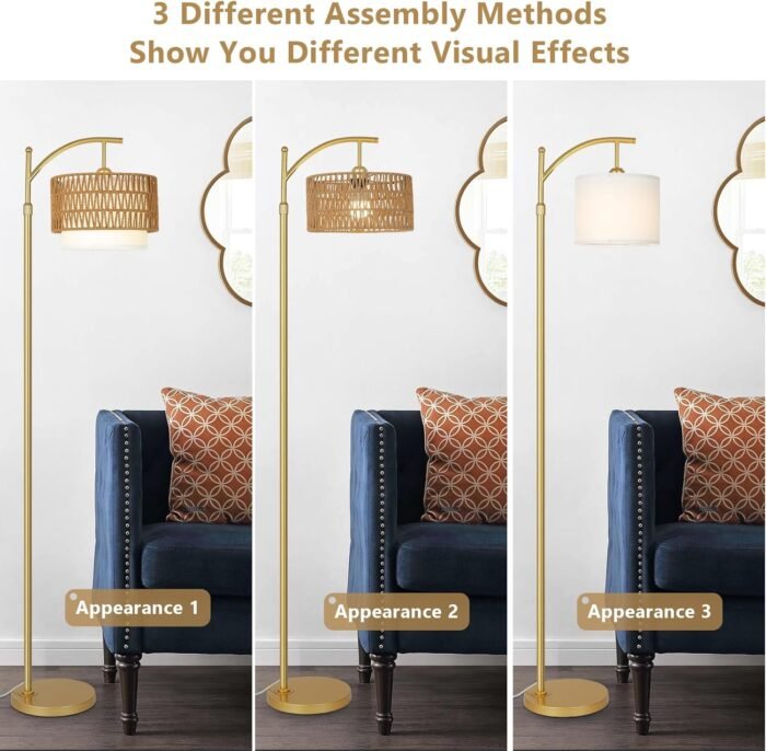 Gold Floor Lamps for Living Room with Remote Dimmable LED Bulb with 3 Colors - Image 6
