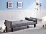 Sofa convertible into sofa bed includes two pillows (72"), Gray - Image 8