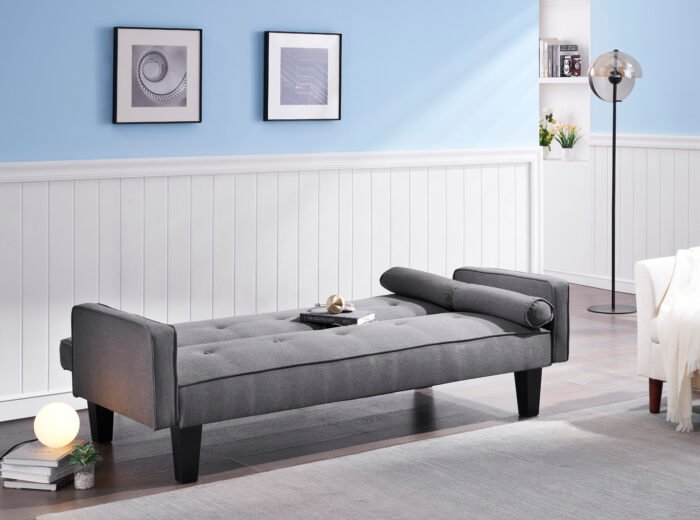 Sofa convertible into sofa bed includes two pillows (72"), Gray - Image 8