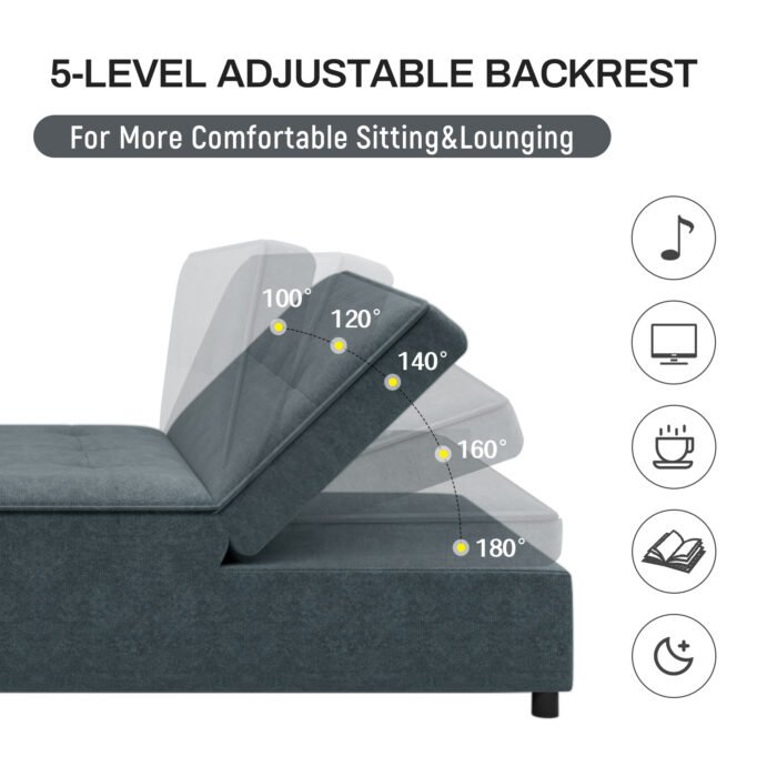 Sofa convertible into sofa bed includes two pillows (72"), Gray - Image 9