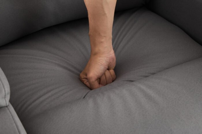 PU leather recliner massage chair with adjustable leg positions at the back - Image 11