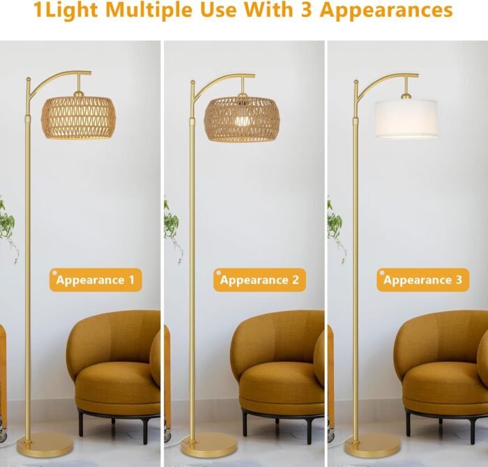 Arc Floor Lamp with 3 Color Temperatures LED with Remote Stepless Dimmable - Image 5