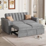 U_STYLE Convertible Soft Cushion Sofa Pull Bed for Two People - Image 2