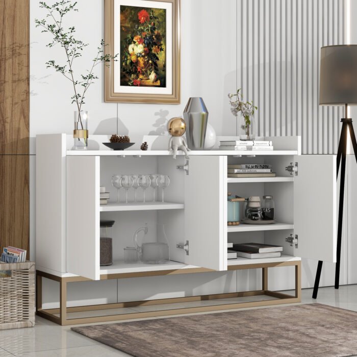 TREXM Modern Sideboard Elegant Buffet with Large Storage Space, White - Image 5