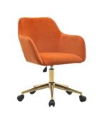 Modern Velvet Fabric Adjustable Height 360 revolving Office Chair, Orange - Image 9