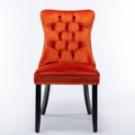 Tufted Solid Wood Contemporary Velvet Upholstered Dining Chairs (2-Pcs Set) Orange - Image 5