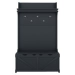 Hall tree with storage desk with drawers and 5 hooks, dark blue - Image 8