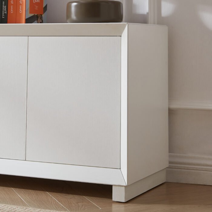 Modern style Side panel storage cabinet and TV stand, white - Image 6