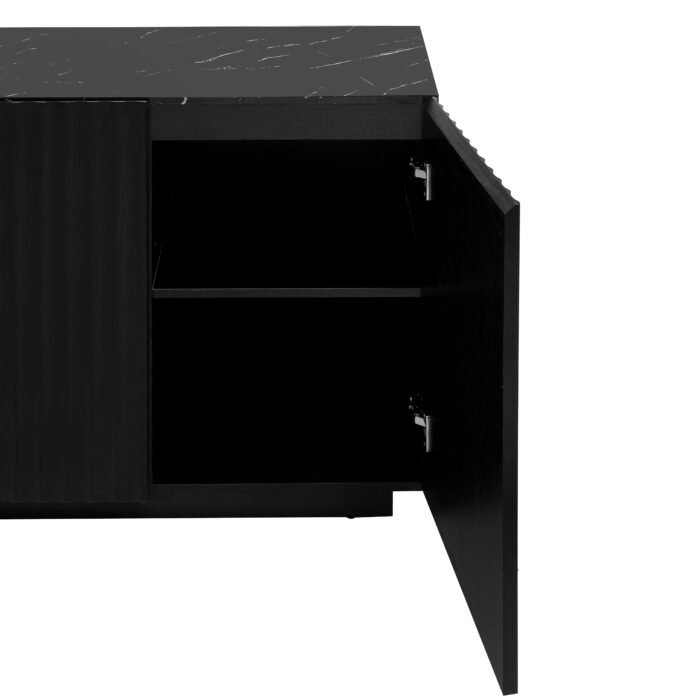 Carved Line 3 Door Storage Buffet With Adjustable Shelf and Large Storage and LED Lights - Image 15