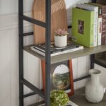 Triple Wide 5-shelf Bookshelves Industrial Retro Wooden Style, Grey - Image 5