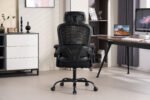 High backrest Black mesh office chair with 3D armrests with adjustable headrest - Image 2