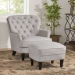 Fabric club stylish cushioned armchair with Ottoman set - Image 3